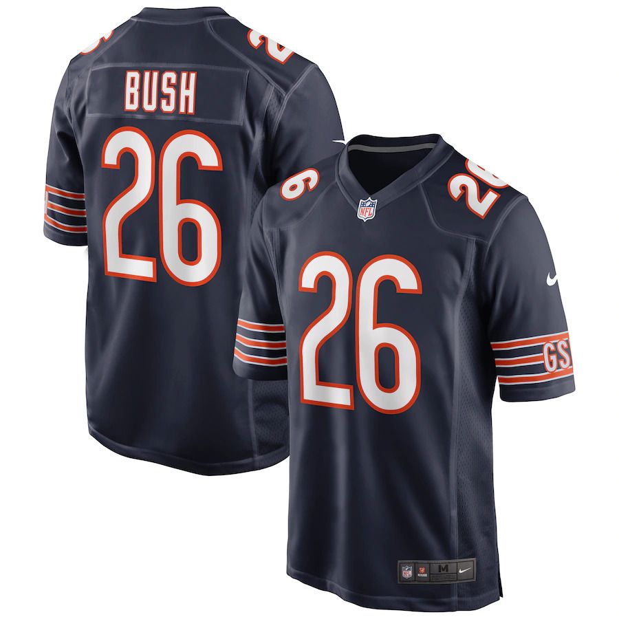 Men Chicago Bears 26 Deon Bush Nike Navy Game NFL Jersey